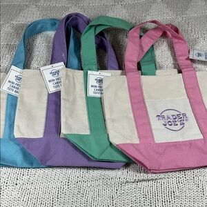 Trader Joe’s Mini Canvas Tote Bags in Pastel Colors